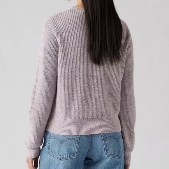 🆕 Levi’s Lavender Waffle Knit Sweater Soft Cotton Blend Cozy Ribbed Knit Size M - Picture 3 of 16